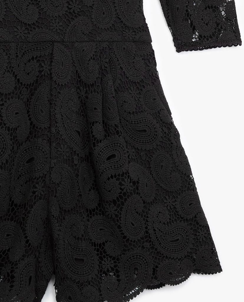 THE KOOPLES - Playsuit cổ V tay lỡ phối nút Black Lace