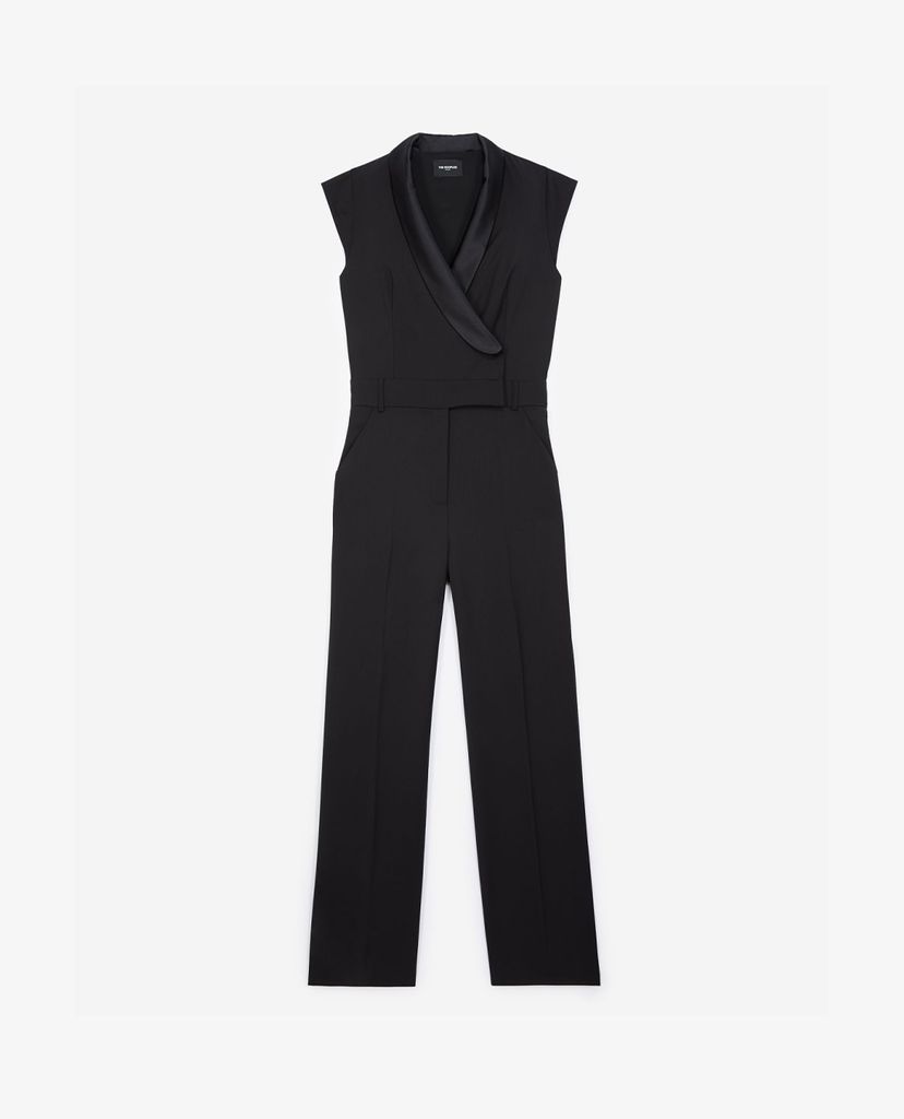 THE KOOPLES - Jumpsuits nữ cổ V tay ngắn Black Tuxedo