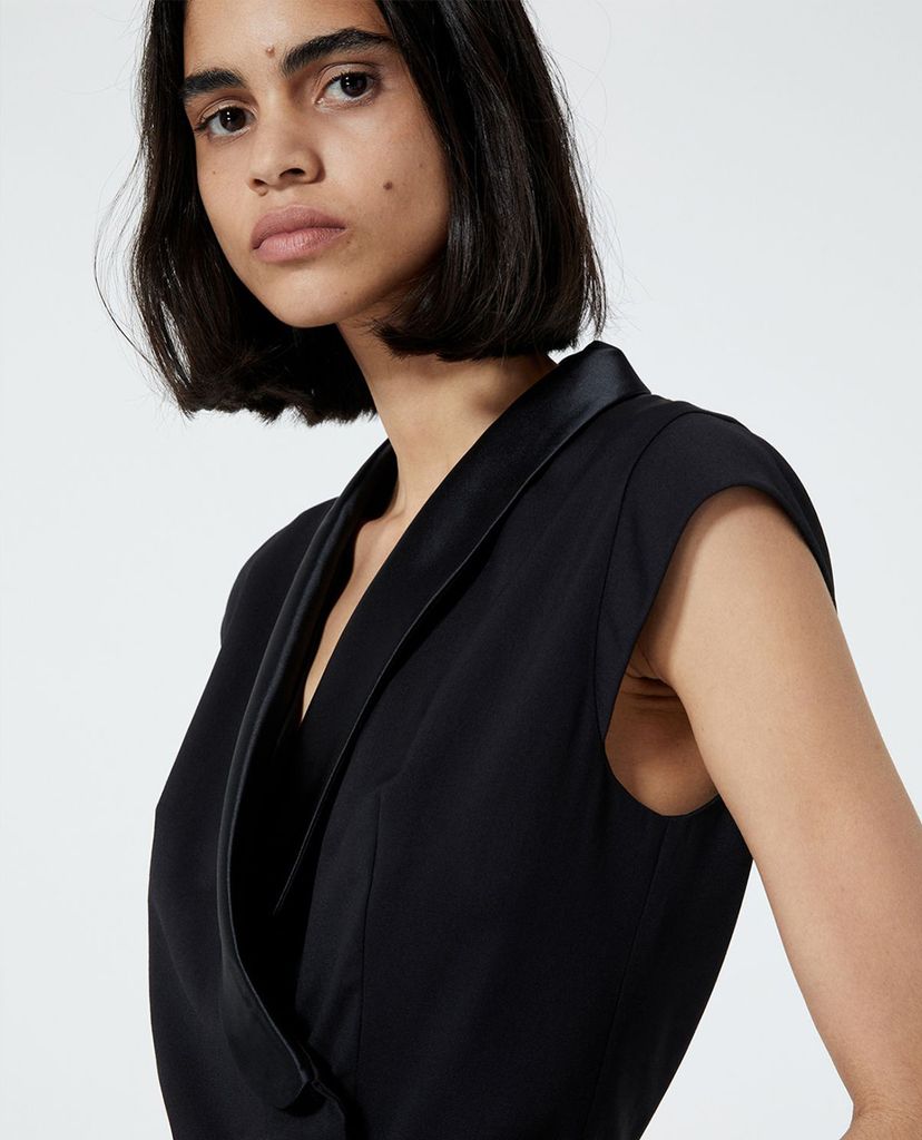THE KOOPLES - Jumpsuits nữ cổ V tay ngắn Black Tuxedo