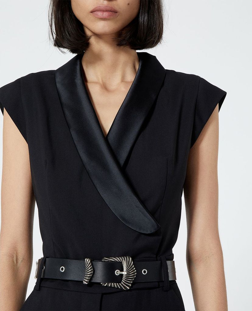 THE KOOPLES - Jumpsuits nữ cổ V tay ngắn Black Tuxedo