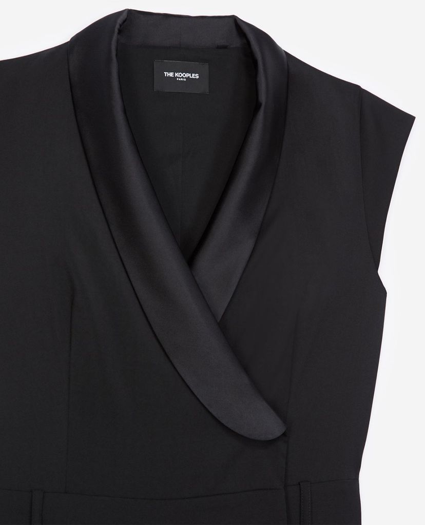 THE KOOPLES - Jumpsuits nữ cổ V tay ngắn Black Tuxedo