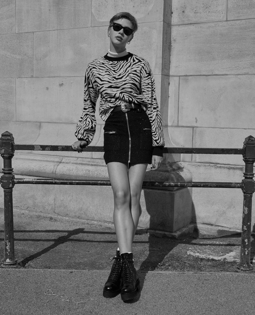 THE KOOPLES - Chân váy mini phối zip Studded
