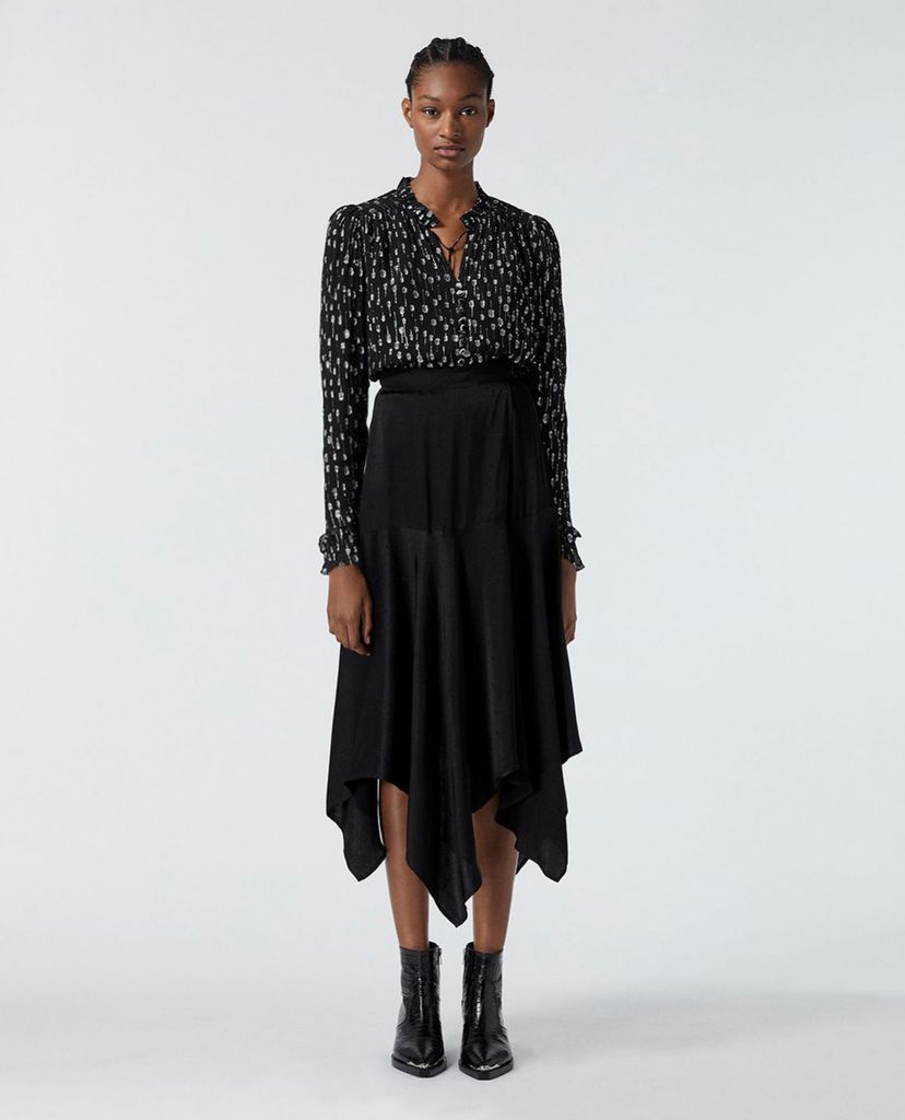 THE KOOPLES - Chân váy midi Black Wrap With Star Print