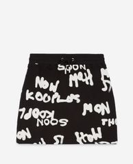 THE KOOPLES - Chân váy mini chữ A Black Cotton With Logo All Over