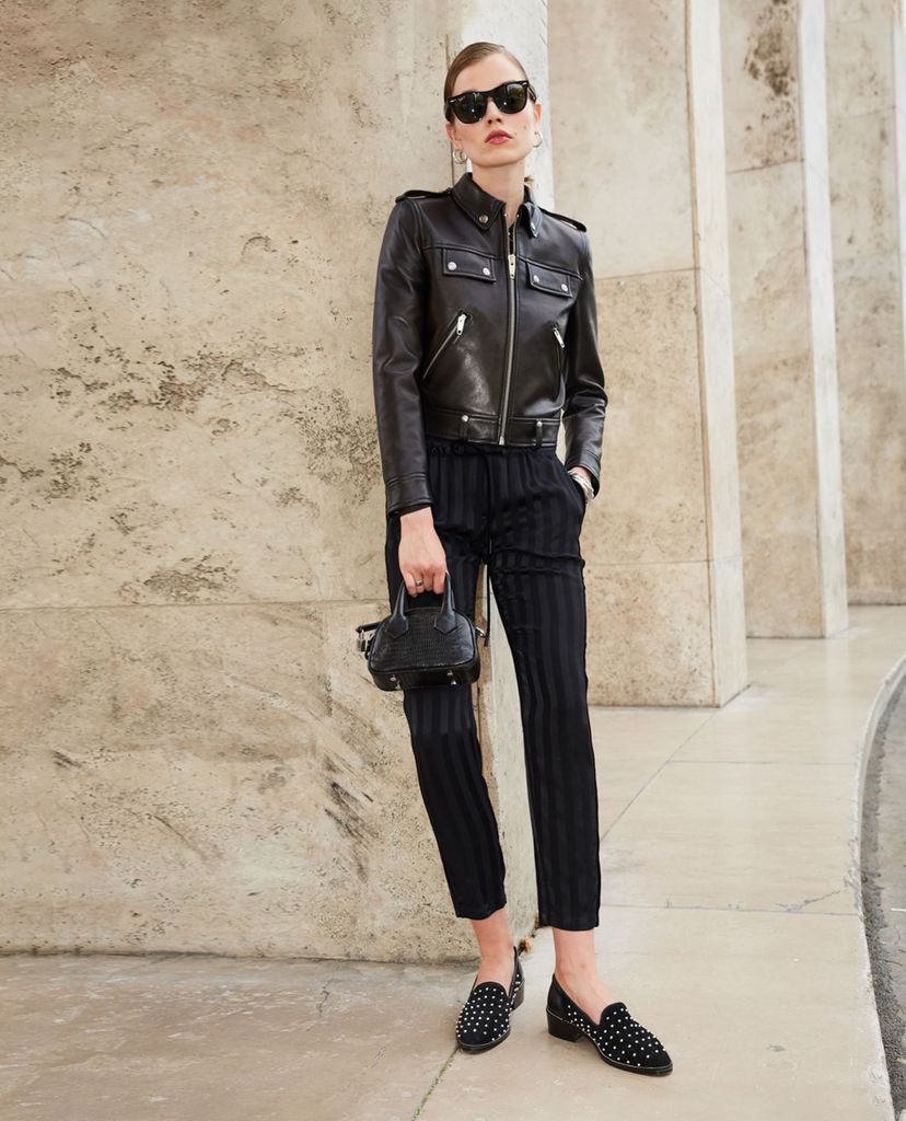 THE KOOPLES - Quần kiểu nữ phom ôm Satin Striped