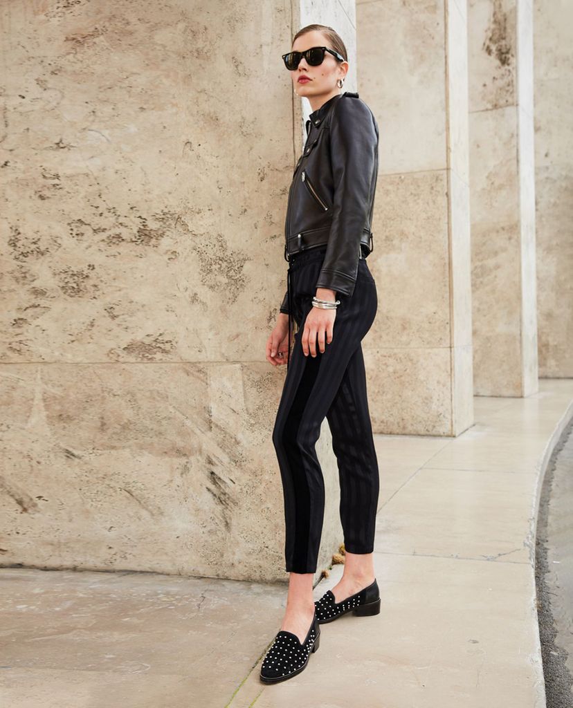THE KOOPLES - Quần kiểu nữ phom ôm Satin Striped
