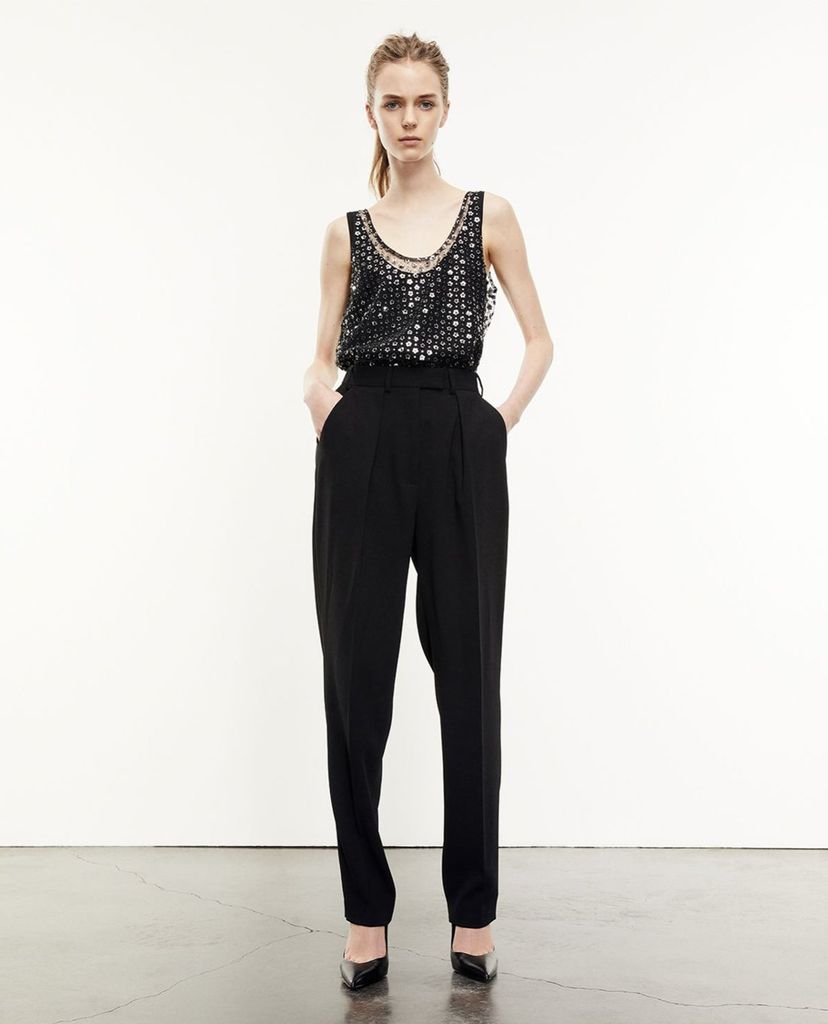 THE KOOPLES - Quần tây nữ ống đứng Black Crepe Suit