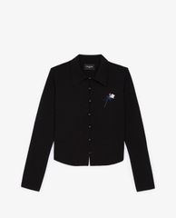 THE KOOPLES - Áo cardigan nữ cổ bẻ tay dài Linen Embroidered