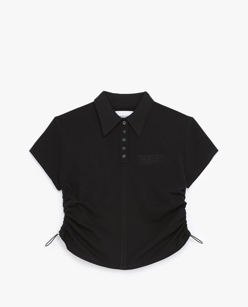 THE KOOPLES - Áo thun polo nữ cổ bẻ phối dây rút thời trang