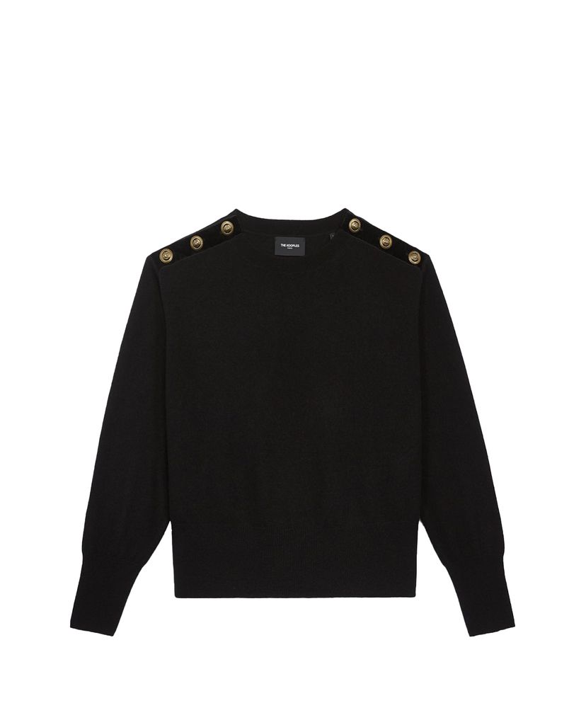 THE KOOPLES - Áo len nữ tay dài cổ tròn phối nút