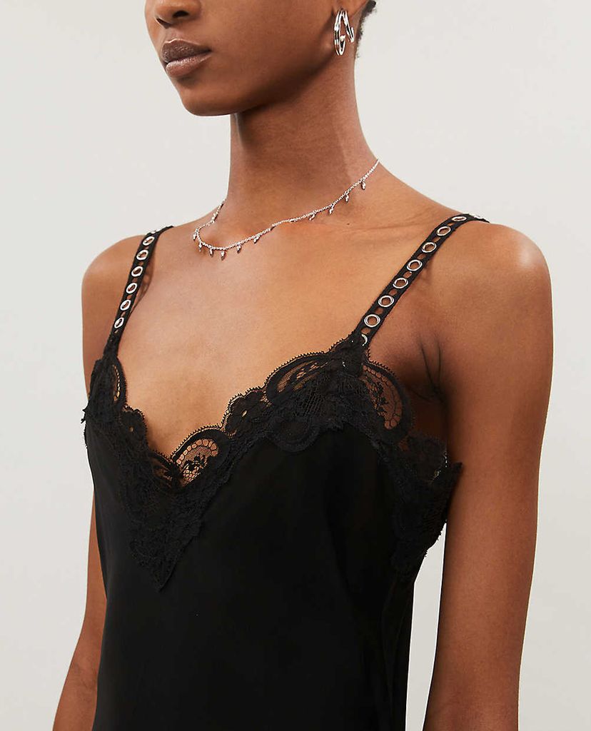 THE KOOPLES - Đầm midi hai dây Full Black