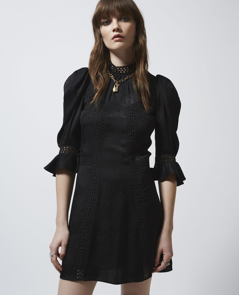 THE KOOPLES - Đầm mini cổ cao tay lở Black Short Formal