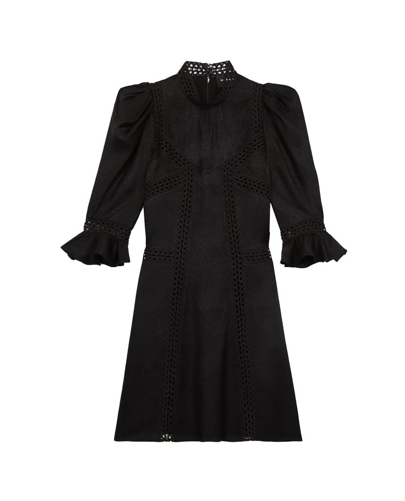 THE KOOPLES - Đầm mini cổ cao tay lở Black Short Formal