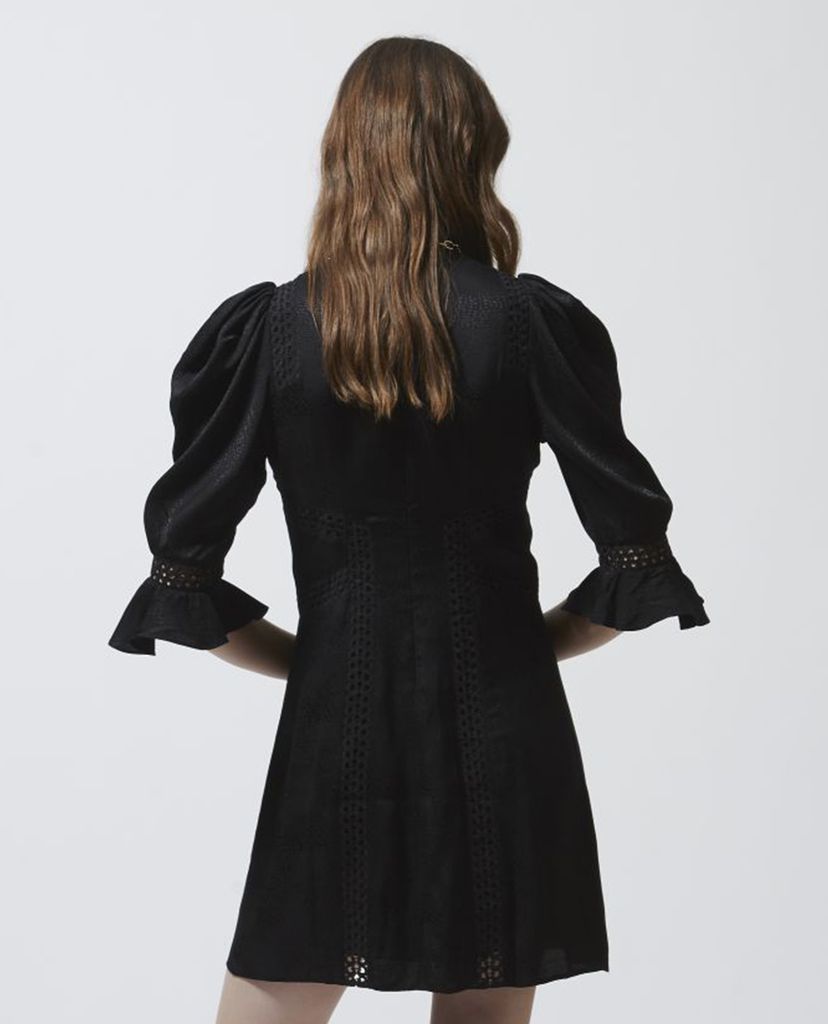 THE KOOPLES - Đầm mini cổ cao tay lở Black Short Formal