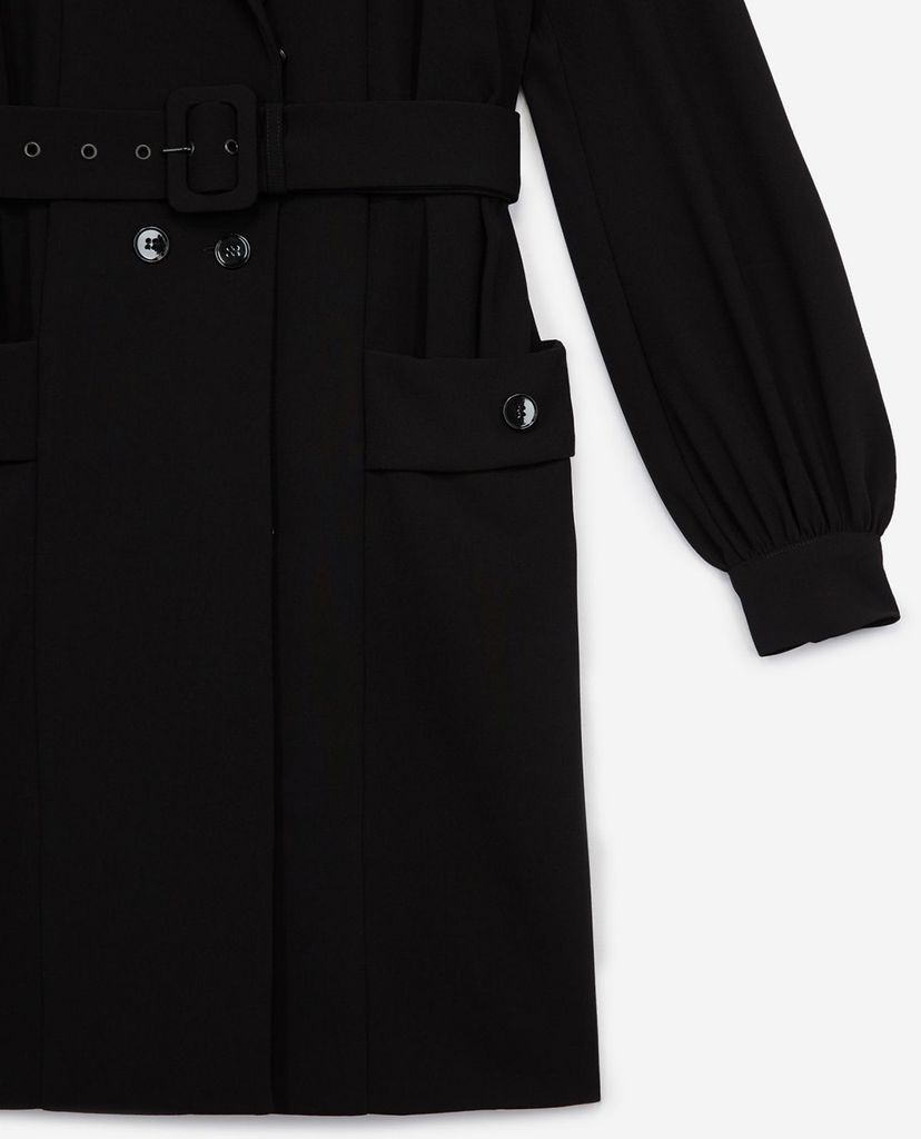 THE KOOPLES - Đầm mini tay dài phối thắt lưng Black Tailored