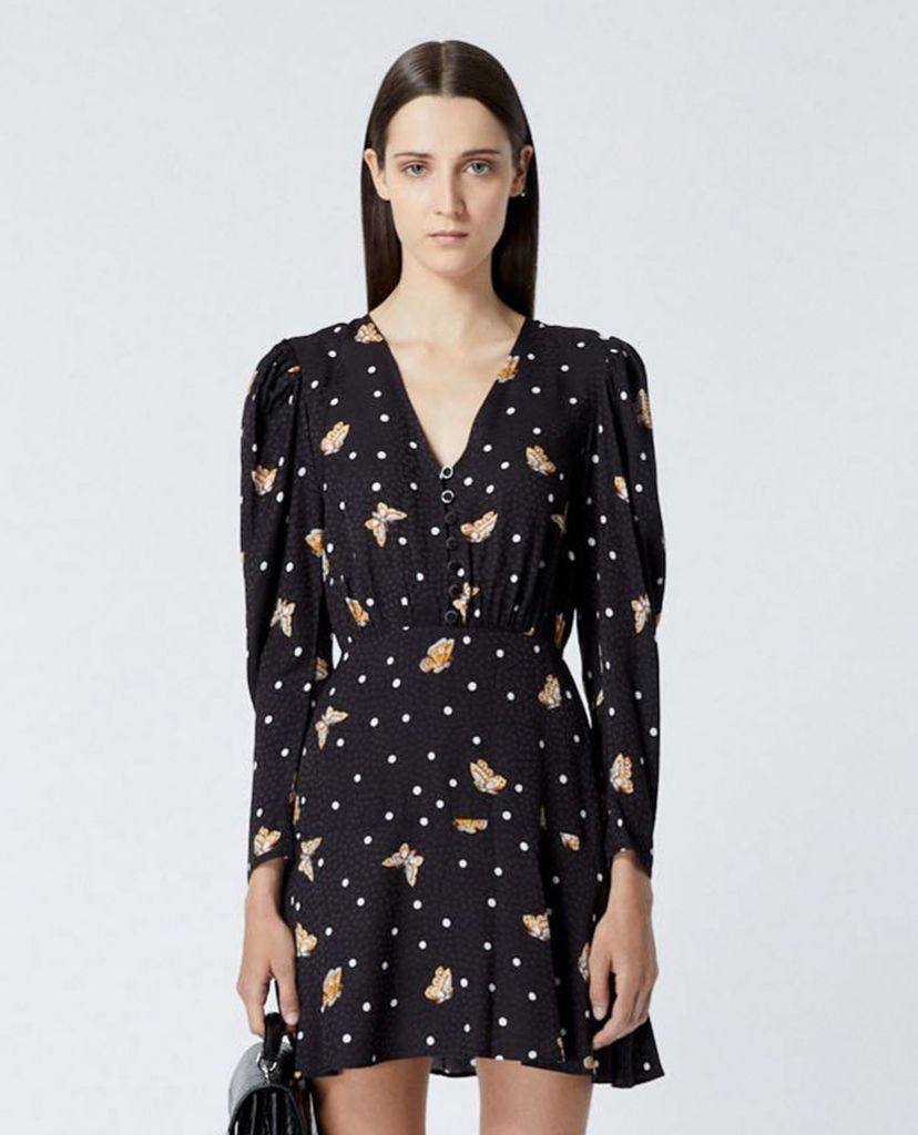 THE KOOPLES - Đầm mini cổ V tay dài Butterfly Motift