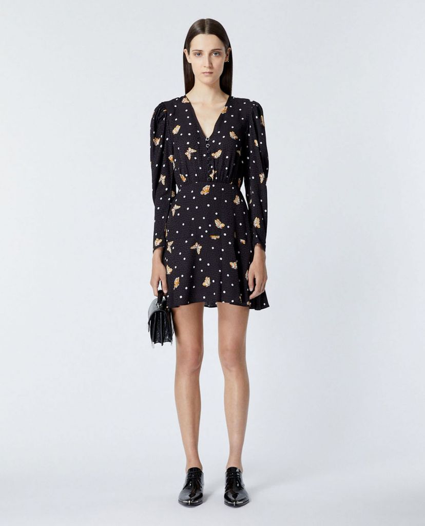 THE KOOPLES - Đầm mini cổ V tay dài Butterfly Motift