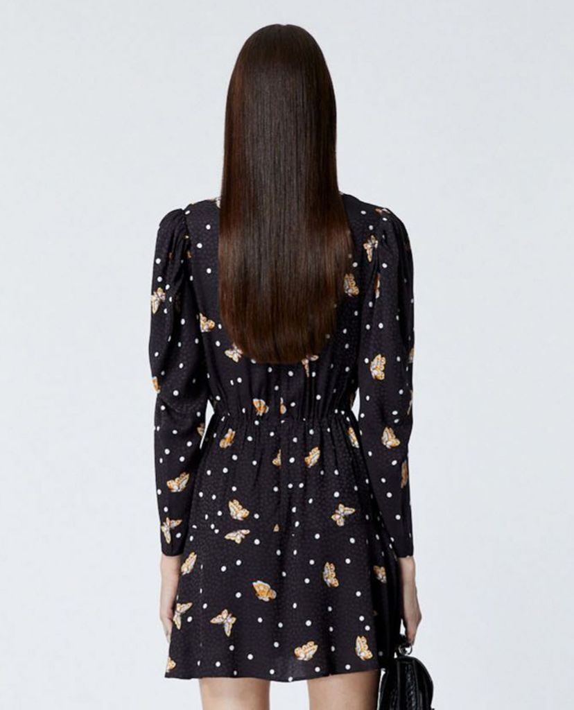 THE KOOPLES - Đầm mini cổ V tay dài Butterfly Motift