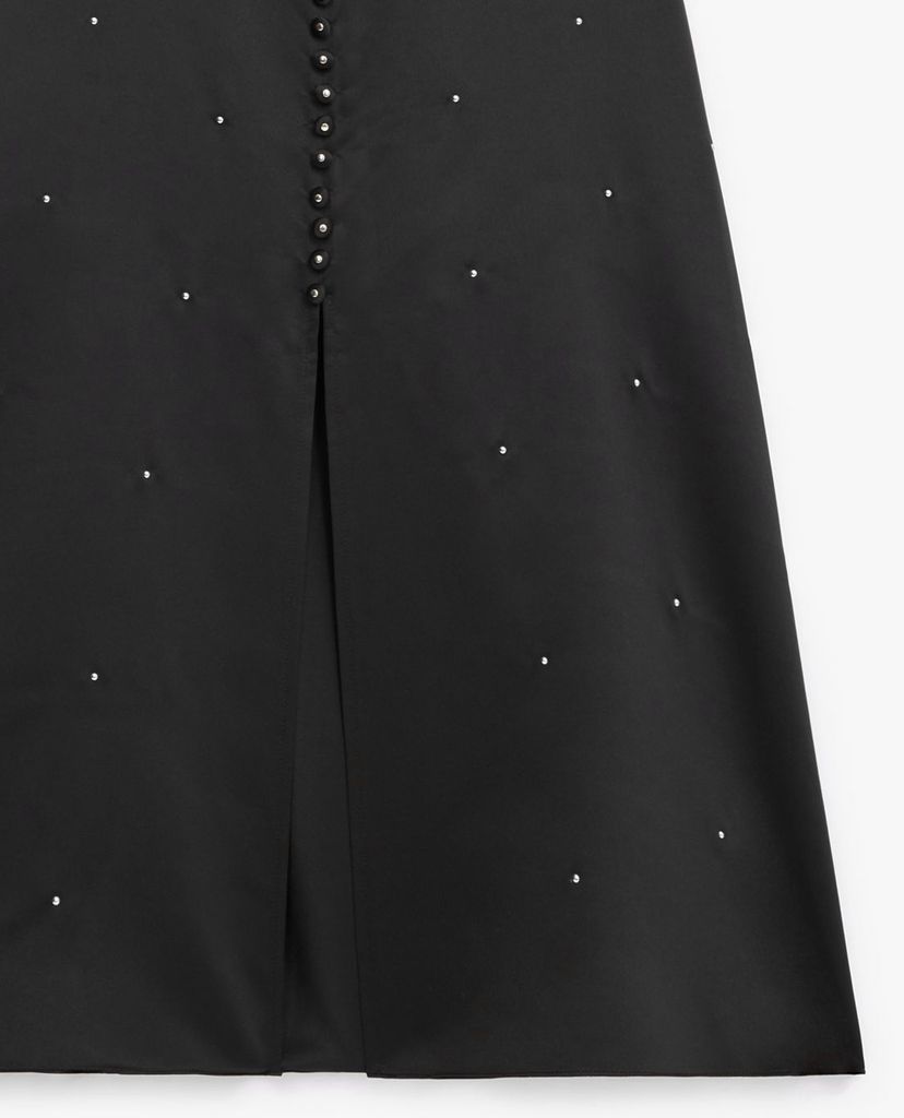 THE KOOPLES - Đầm midi cổ V tay ngắn phối nút Studs