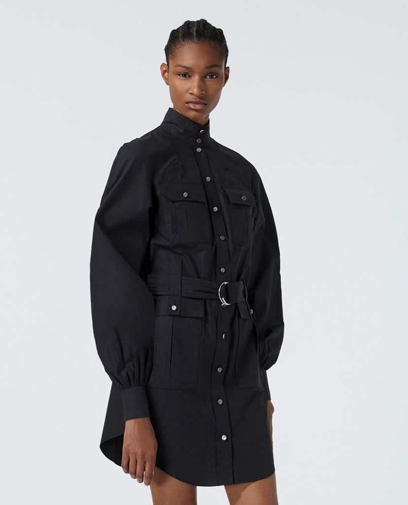 THE KOOPLES - Đầm mini cổ trụ tay dài Belted White With Pockets