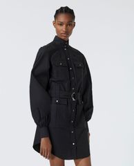 THE KOOPLES - Đầm mini cổ trụ tay dài Belted White With Pockets