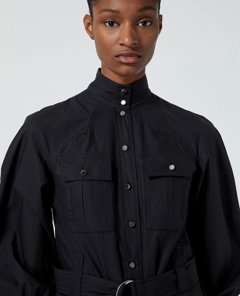 THE KOOPLES - Đầm mini cổ trụ tay dài Belted White With Pockets