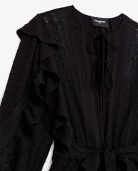 THE KOOPLES - Đầm mini cổ tròn tay dài phối thắt lưng Flounce