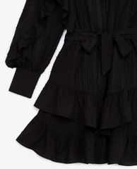 THE KOOPLES - Đầm mini cổ tròn tay dài phối thắt lưng Flounce