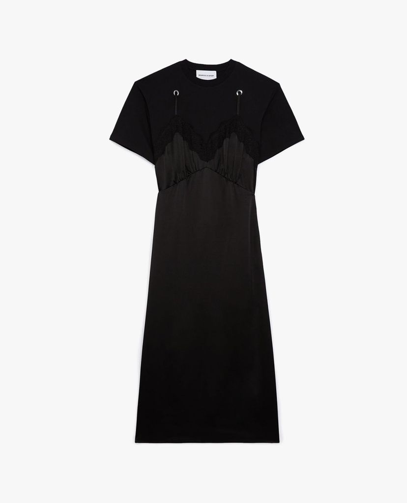 THE KOOPLES - Đầm midi giả 2 lớp Long Black