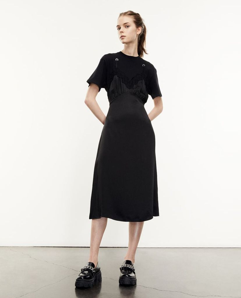 THE KOOPLES - Đầm midi giả 2 lớp Long Black