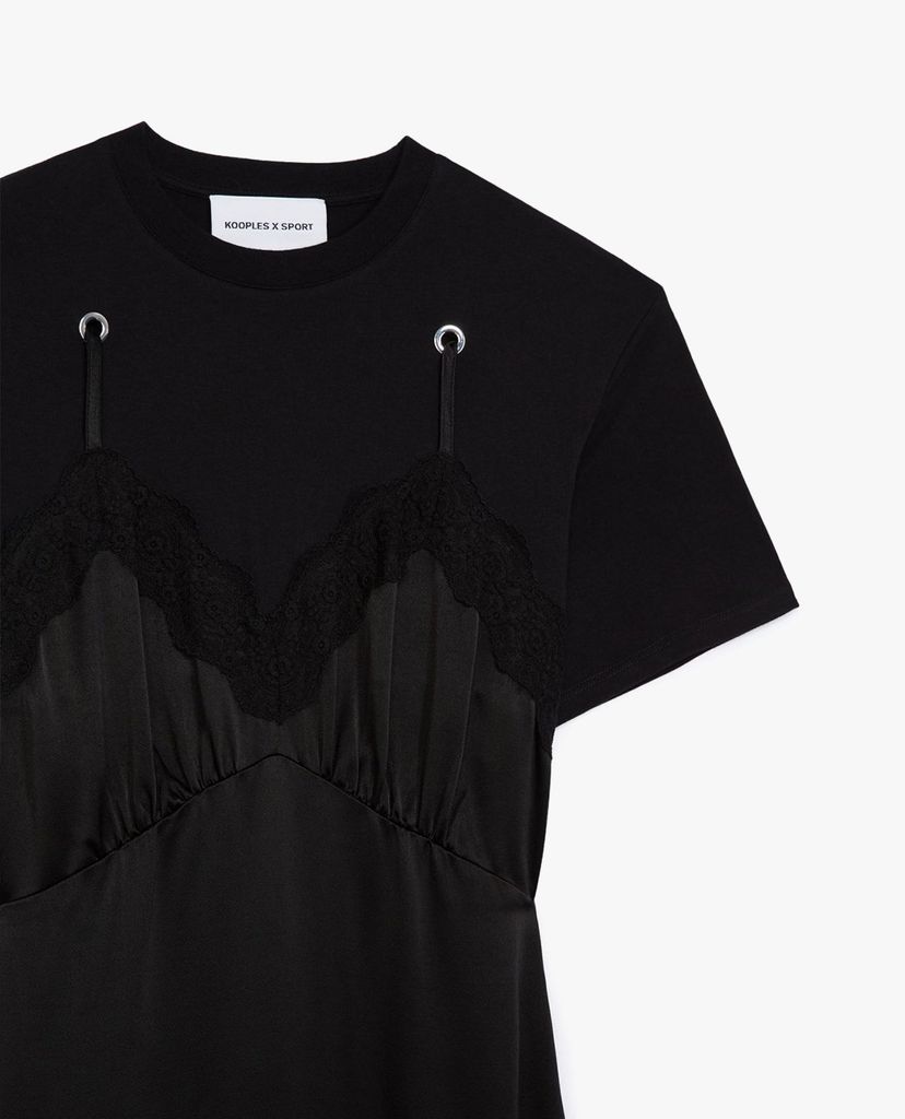 THE KOOPLES - Đầm midi giả 2 lớp Long Black
