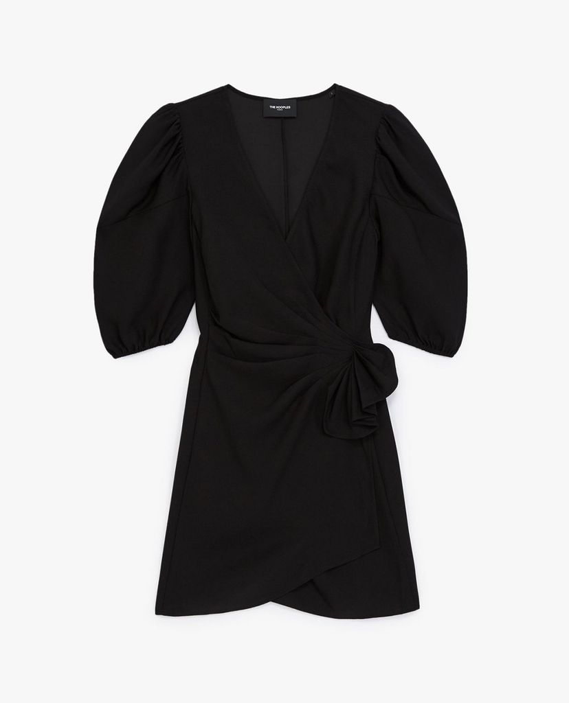 THE KOOPLES - Đầm mini cổ V tay ngắn Black Short V Neck