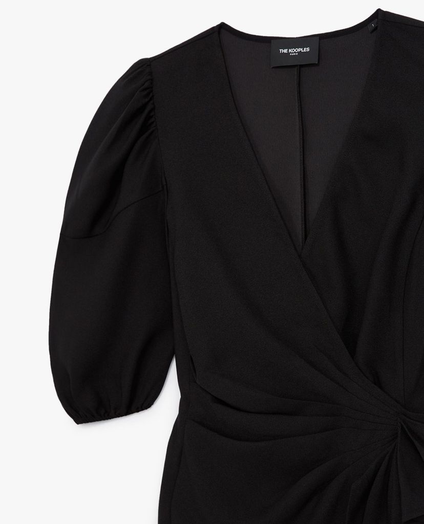 THE KOOPLES - Đầm mini cổ V tay ngắn Black Short V Neck