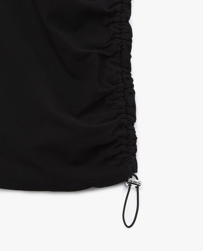 THE KOOPLES - Đầm midi cổ bẻ tay ngắn phối dây rút Drawstrings