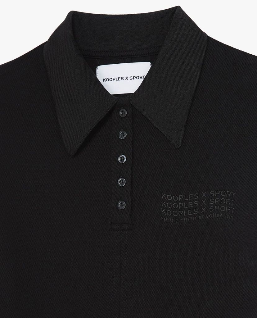THE KOOPLES - Đầm midi cổ bẻ tay ngắn phối dây rút Drawstrings
