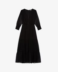 THE KOOPLES - Đầm midi cổ V tay lỡ Frills