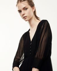 THE KOOPLES - Đầm midi cổ V tay lỡ Frills