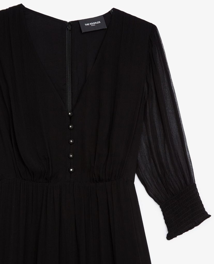 THE KOOPLES - Đầm midi cổ V tay lỡ Frills