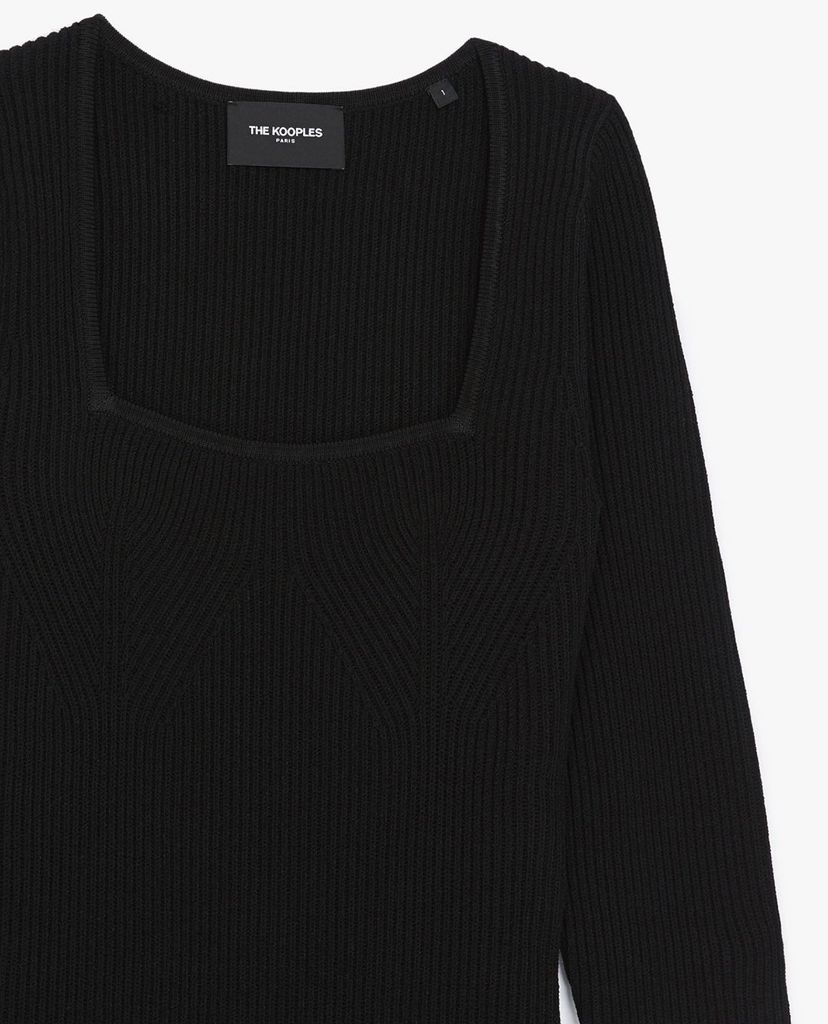 THE KOOPLES - Đầm mini cổ vuông tay dài phom ôm thời trang