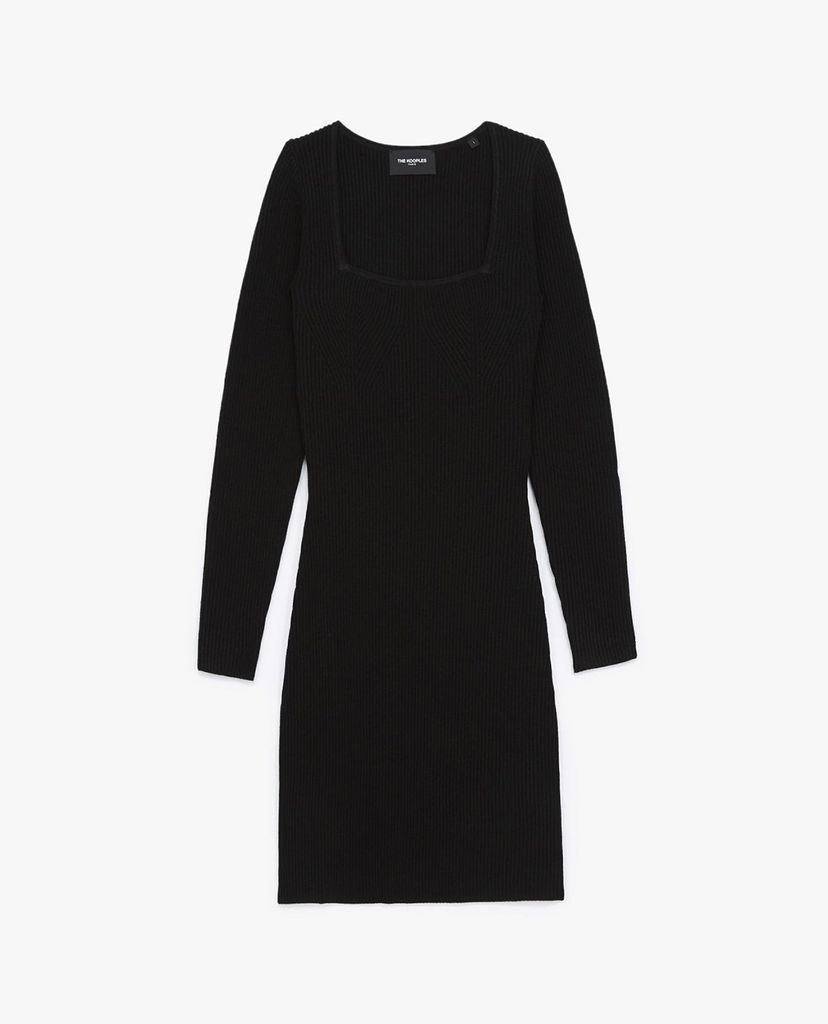 THE KOOPLES - Đầm mini cổ vuông tay dài phom ôm thời trang