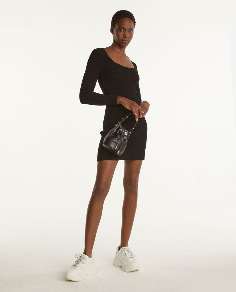 THE KOOPLES - Đầm mini cổ vuông tay dài phom ôm thời trang