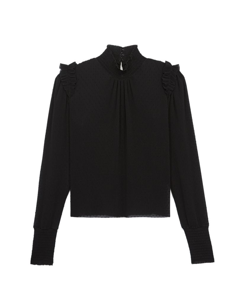THE KOOPLES - Áo kiểu nữ cổ cao nhún bèo