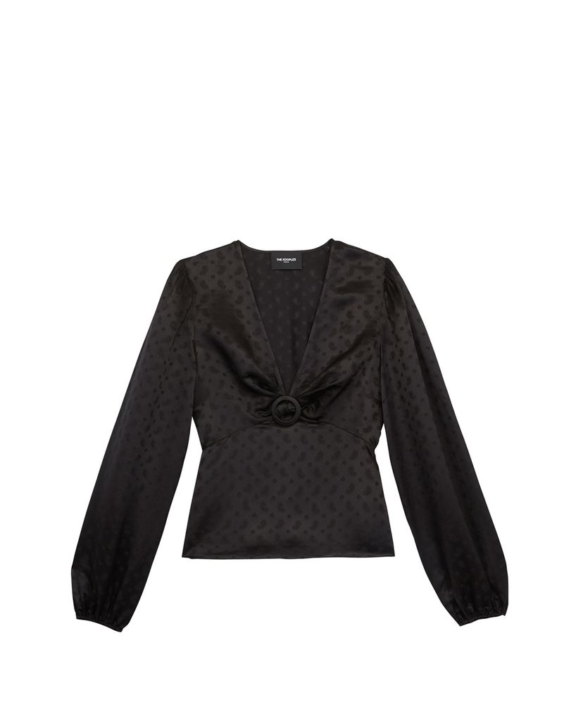 Áo kiểu nữ cổ V Jacquard