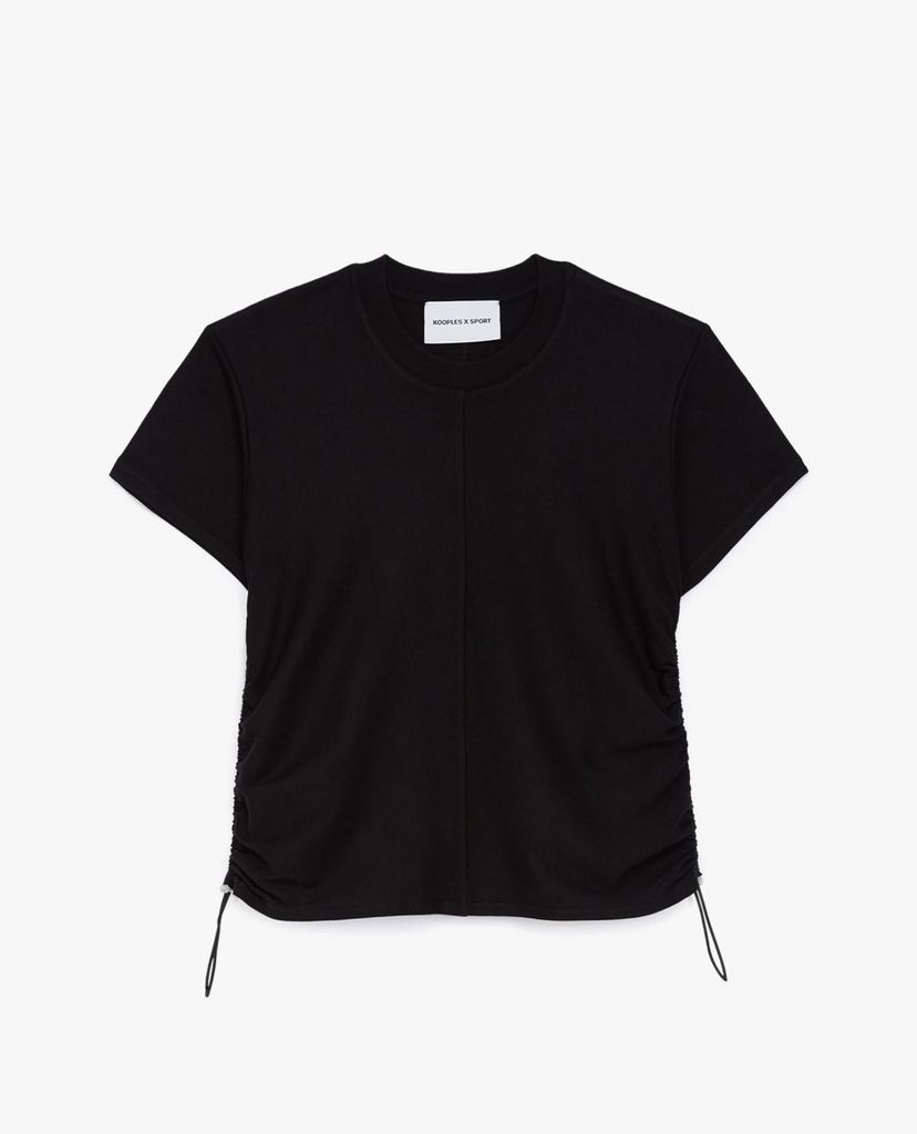 THE KOOPLES - Áo thun nữ rút dây Black Cotton