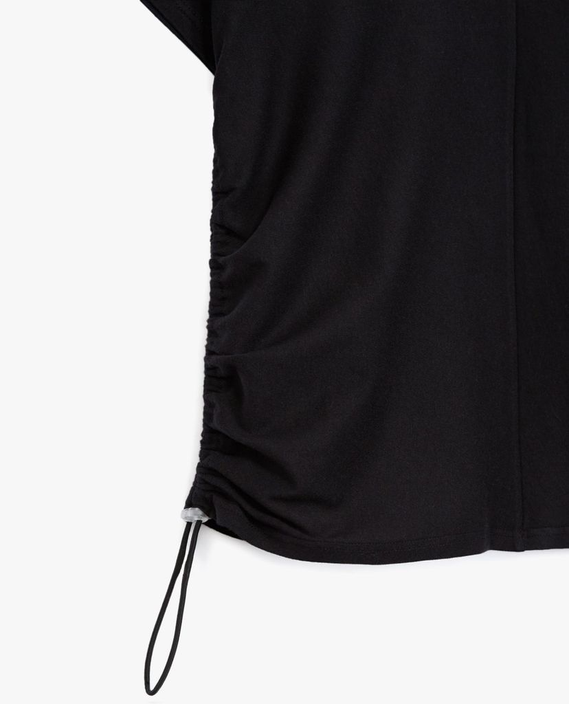 THE KOOPLES - Áo thun nữ rút dây Black Cotton