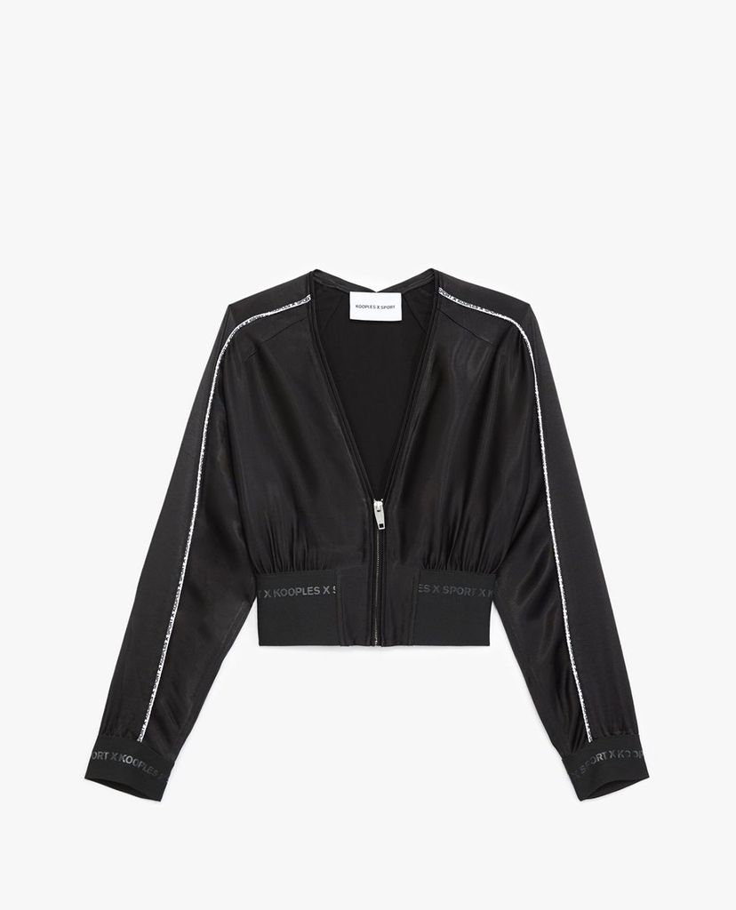 THE KOOPLES - Áo khoác nữ phom ngắn cổ V phối zip
