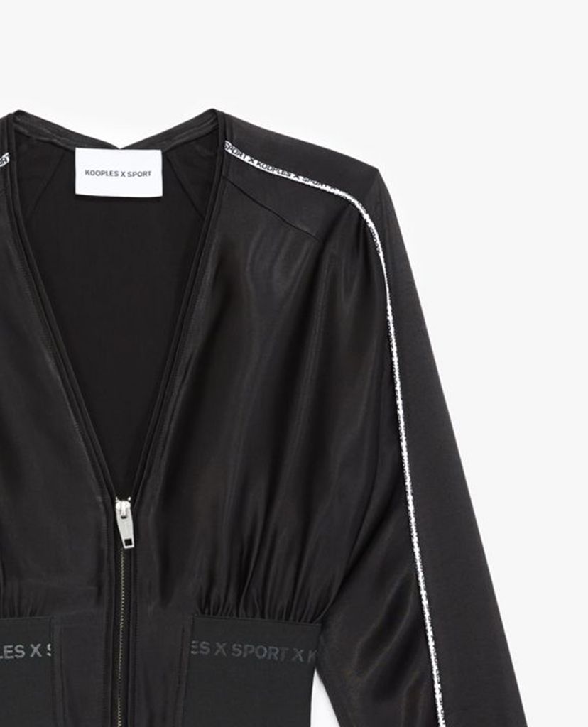 THE KOOPLES - Áo khoác nữ phom ngắn cổ V phối zip