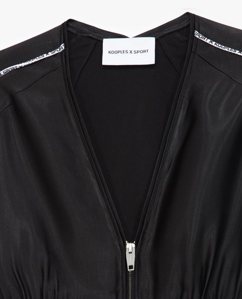 THE KOOPLES - Áo khoác nữ phom ngắn cổ V phối zip
