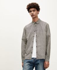 THE KOOPLES - Áo sơ mi nam tay dài cổ bẻ Black Printed