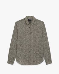 THE KOOPLES - Áo sơ mi nam tay dài cổ bẻ Black Printed